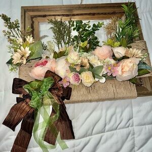 Rustic Floral Frame with Brown and Green Accents
